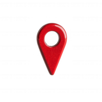 A vibrant red location pin symbolizing navigation and mapping services. png