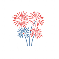 A vibrant display of fireworks, symbolizing celebration and joy in the sky. png