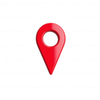 A vibrant red location pin icon, representing navigation and mapping in digital platforms. png