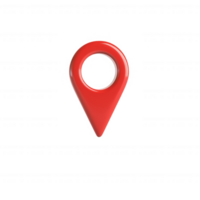 A vibrant red location pin symbol representing navigation and mapping services. png