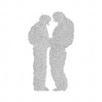 Two abstract figures in intimate stance, conveying connection and emotion. png