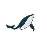 Illustration of a majestic whale breaching the water's surface in a playful manner. png