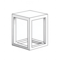 Minimalist outline of a cube showcasing a 3D structure in a simple design. png