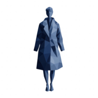 Stylized geometric figure wearing a coat in a modern, abstract design. png