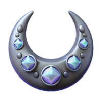 Crescent Moon Adornment with Gemstones 3D Render png