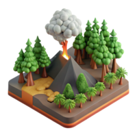 Volcanic Eruption in a Forest 3D Render png