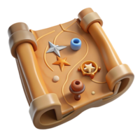 Enchanted Scroll 3D Render of a Magical Map png
