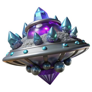 cristalino UFO 3d render do futurista nave espacial png