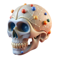 Neural Network Skull Abstract 3D Model of the Brain png