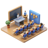 Classroom Presentation 3D Render of a Lecture png