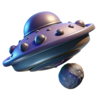 UFO Encounter Closeup of a Spaceship Near Asteroid png