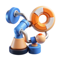 Abstract 3D Render Mechanical Device with Circular Segments png