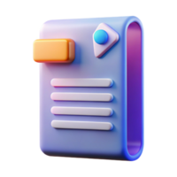 3D Document Icon Colorful UI Element for App Design png