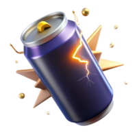 Electric Energy Drink Can 3D Render of Exploding Beverage png