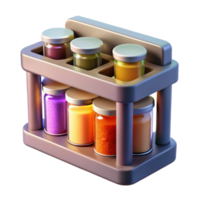 Spice Rack Organizer with Colorful Jars png