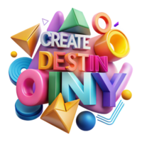 Create Your Destiny Colorful 3D Shapes and Typography png