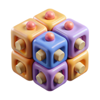 Abstract 3D Colorful Cube Puzzle Interlocking Geometric Shapes png