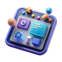 3D Interface Design Colorful App Dashboard UI png