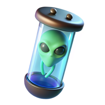 estrangeiro dentro uma tubo 3d render do extraterrestre forma de vida png