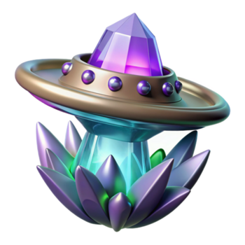 cósmico cristal UFO aterrissagem em estrangeiro flor png