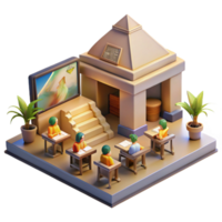 3D Render Students in a Classroom with Steps and Screen png
