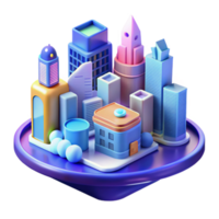 Vibrant 3D Cityscape Isometric Architecture, Urban Development, Building Blocks, Modern Design, Colorful City, Futuristic Cityscape, Digital Illustration, 3D Render, Abstract City, Architectural Model png