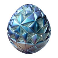 Geometric Metallic Egg 3D Render of Iridescent Triangular Facets png