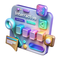 Interactive 3D UI Design Colorful Buttons, Cubes, and Interface Elements png
