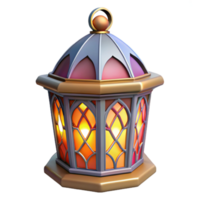 Illuminated Octagonal Lantern 3D Render of Intricate Design png