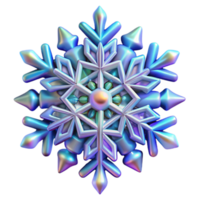 iridescente floco de neve 3d render do uma espumante, geométrico inverno Projeto png