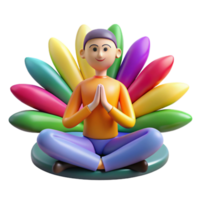 3D Render Colorful Meditation Pose png