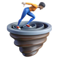 3D Render of Person on Spiral Vortex A Concept of Risk and Uncertainty png
