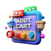 3D Add to Cart Button E-commerce Design Element png