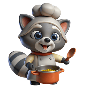 förtjusande tvättbjörn kock matlagning utsökt mat png