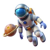 3D Astronaut Exploring a Mini Planet png