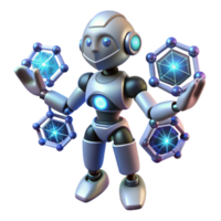 Robot Manipulating Futuristic Molecular Structures png