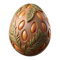 Wooden Egg with Floral Design and Embedded Gems png