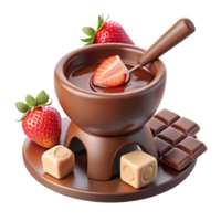Chocolate Fondue with Strawberries and Caramel Cubes png