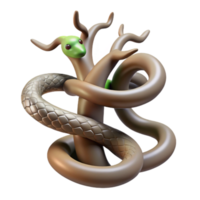 Serpentine Embrace A 3D Render of a Snake Entwined Around Branches png