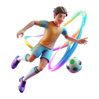 Dynamic Soccer Player Action 3D Render png