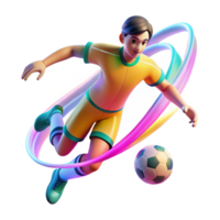 Soccer Player in Dynamic Action 3D Render png