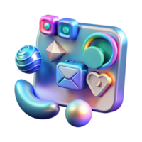 Abstract 3D Render of Colorful Geometric Shapes and Icons png