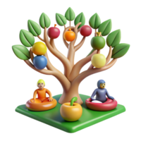 Colorful Fruit Tree with Playful Characters png