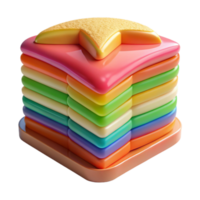 Rainbow Stack Cake with Star Topping A Delightful 3D Render png