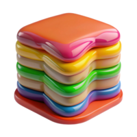 Rainbow Stacked Layers Abstract Colorful 3D Design png