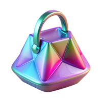 Iridescent Geometric Handbag 3D Render of a Colorful, Shiny Purse png
