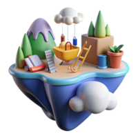 3D Render of Whimsical Island Playground png
