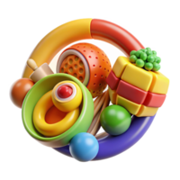 Colorful Abstract 3D Render of Interlocking Geometric Shapes png