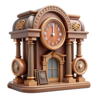 Antique Clock Design Architectural Timepiece with Columns and Multiple Dials png