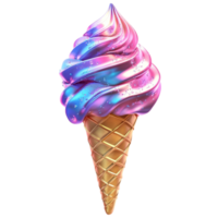 Vibrant Rainbow Ice Cream Cone on Transparent Background png